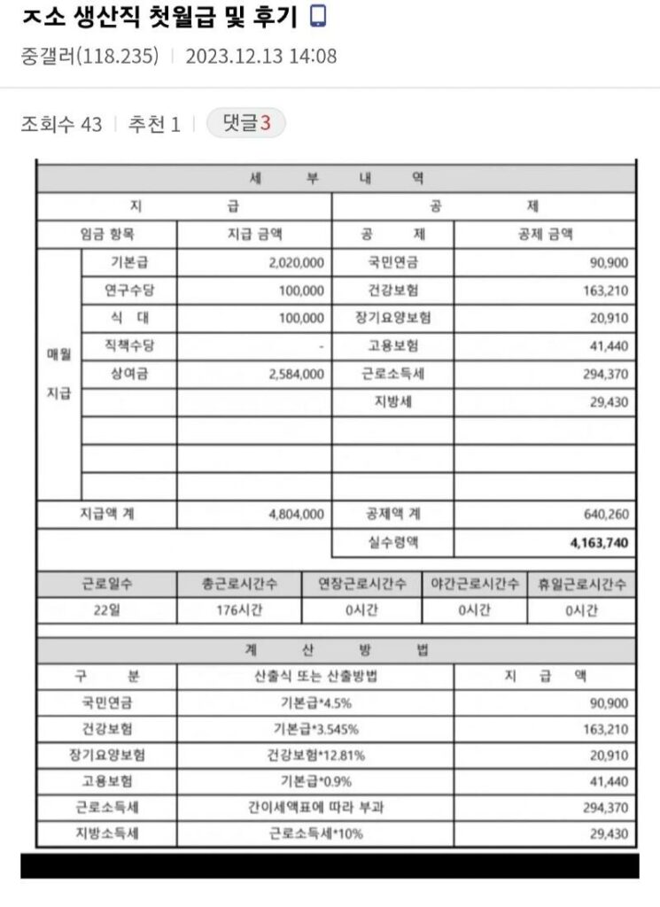 중소기업 첫월급