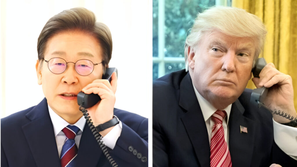 전화 통화하는 이재명 대통령과 트럼프 미국 대통령