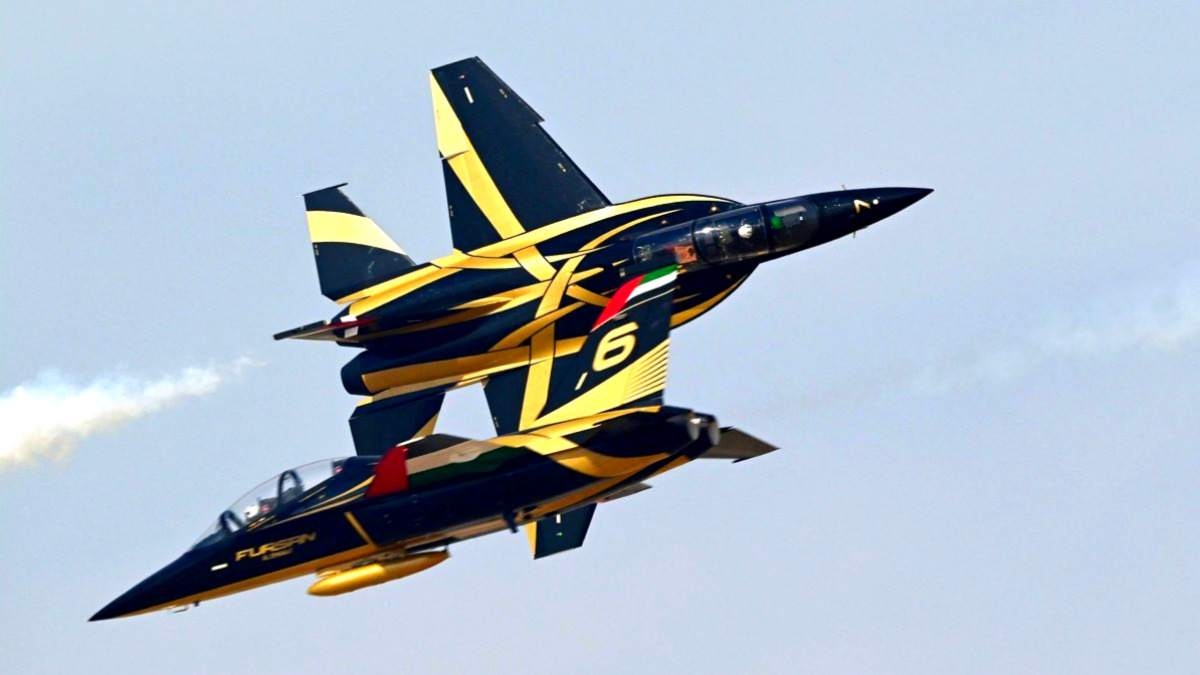 두바이 에어쇼에서 시범 비행하는 중국의 L-15