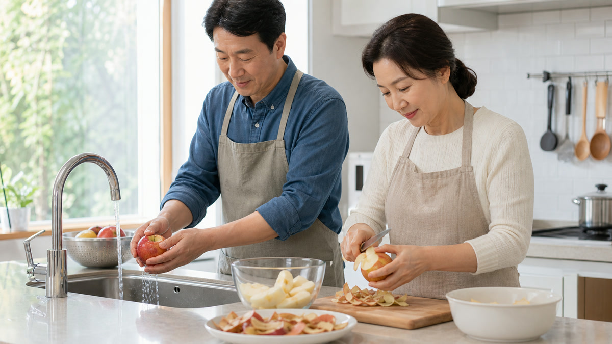 "가족들 건강 챙긴다고 먹였다간 큰일 납니다"…과일 껍질, '이것'부터 보세요 2 과일 껍질 확인 장면