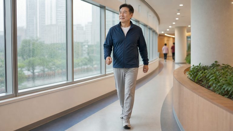 실내 걷기 장소 확인 장면