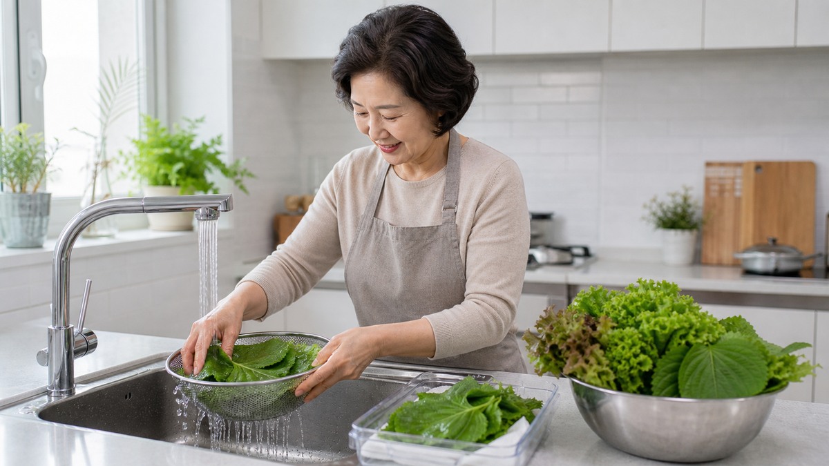 잎채소 세척 보관