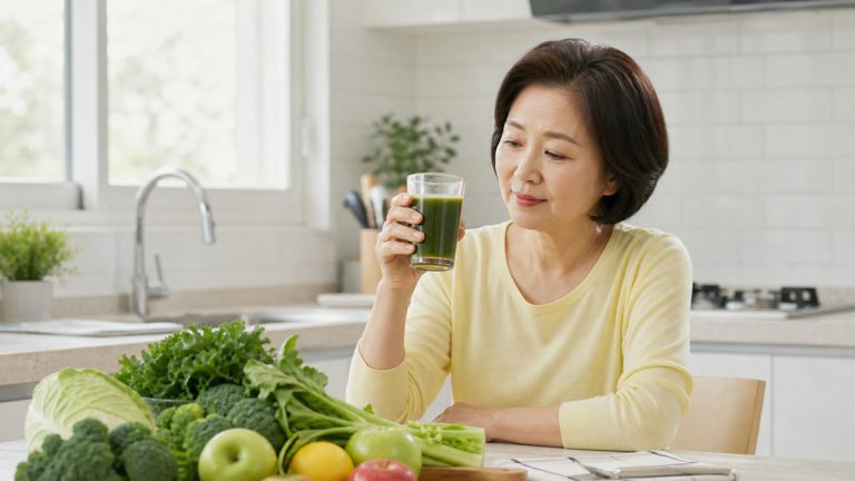 아침 채소주스 확인 장면