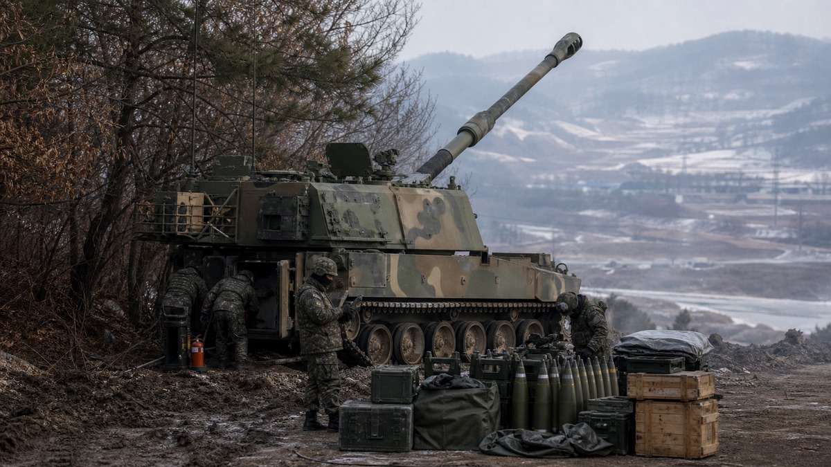 북한 155mm 자주포 전방 배치