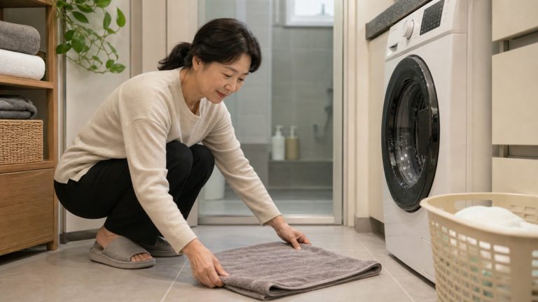 낡은 수건 활용 장면