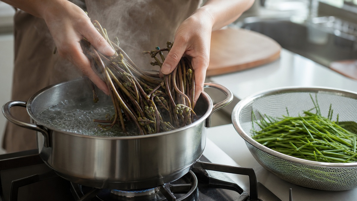 부추 고사리 손질