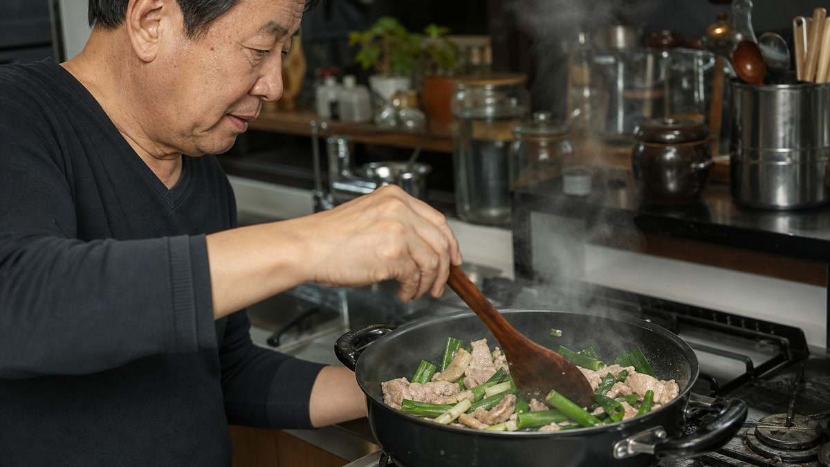 삼겹살과 대파를 먼저 볶아 순두부찌개 국물의 향을 만드는 집밥