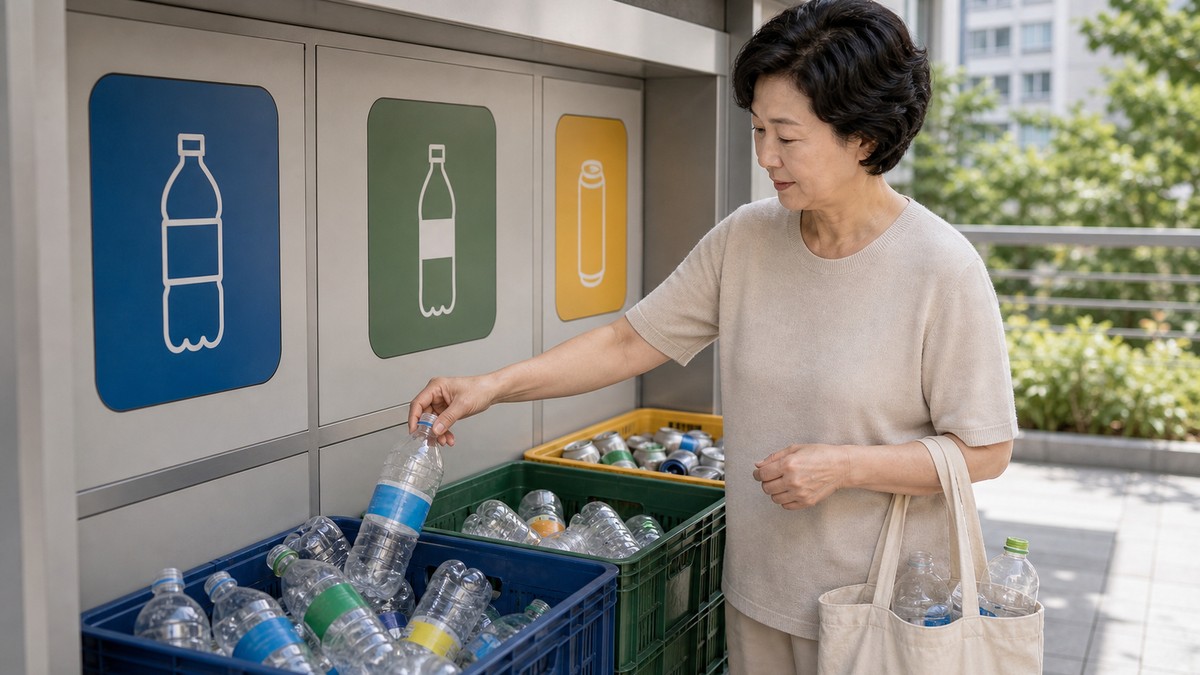 여름 재활용 병 헹굼