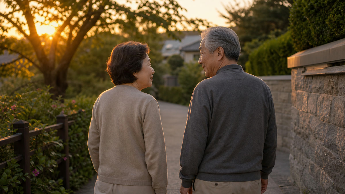 오래 산 부부가 평범한 돌봄에 대한 감사의 말을 오늘 건네는 장면
