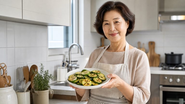 짧게 구워 차갑게 숙성한 애호박